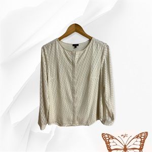 Talbots Cream Textured Button-up Blouse Size 10